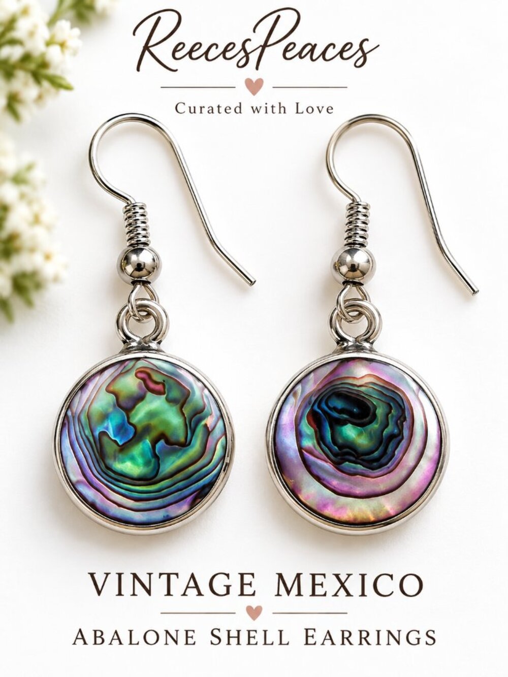 Vintage Mexico Abalone Shell Drop Earrings | Artisan Coastal Jewelry